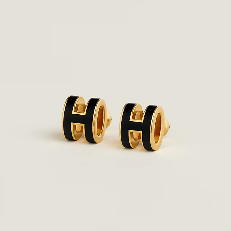 Halo Stud Earrings Black/Gold