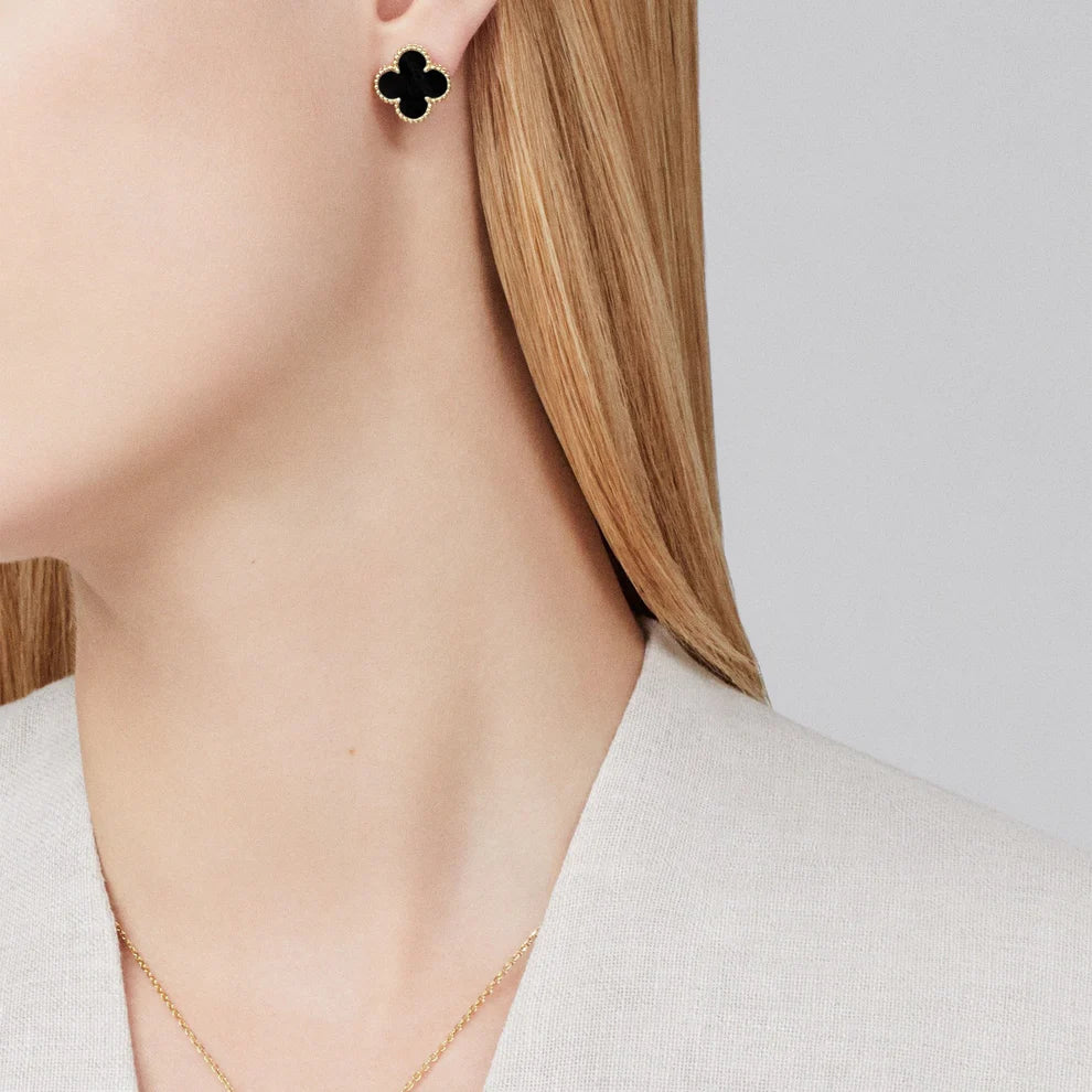 Clover Stud Earrings Black