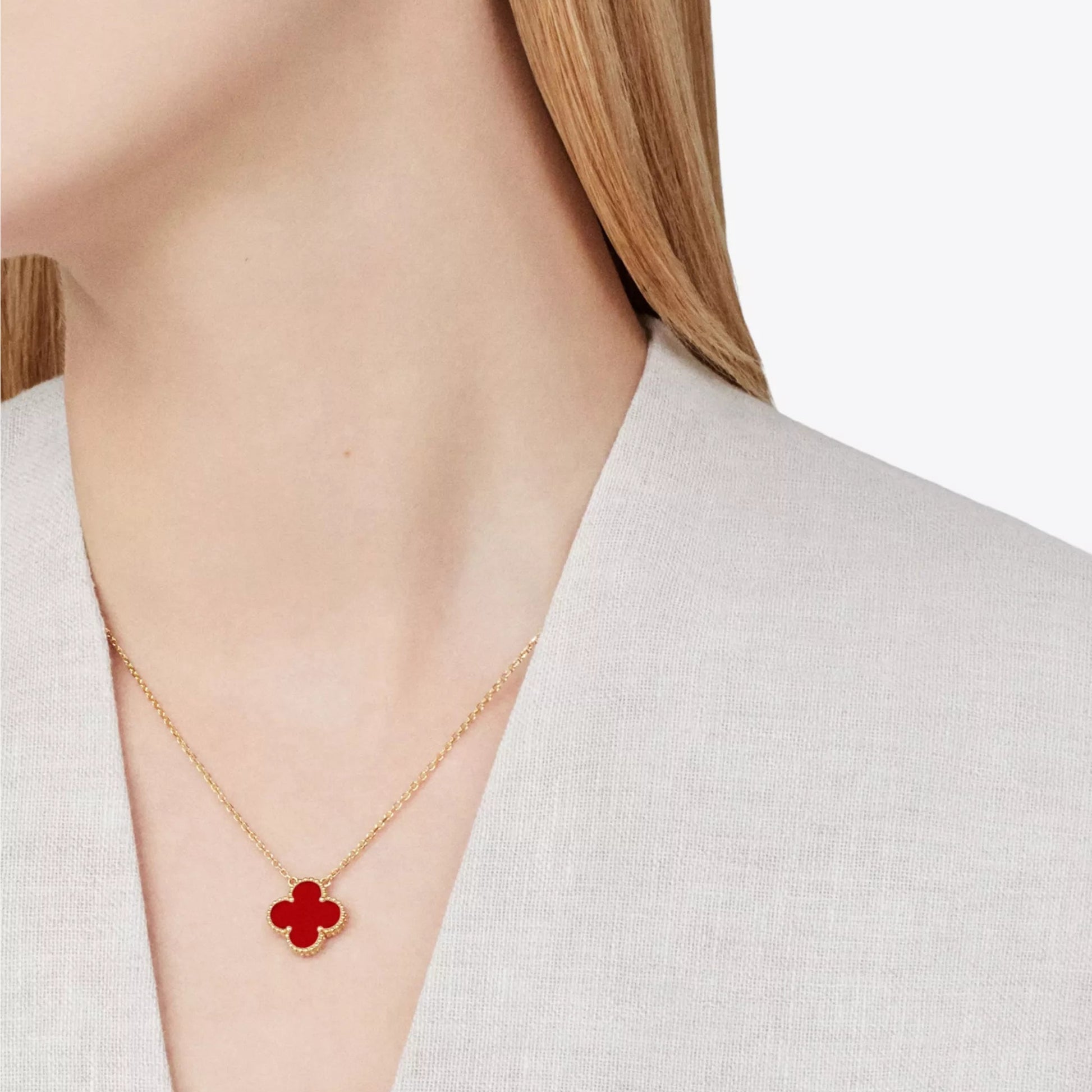 Clover Necklace Red