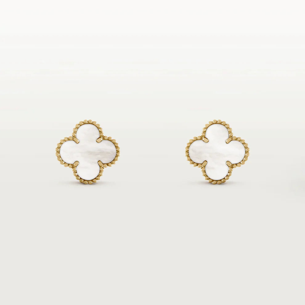 Clover Stud Earrings White