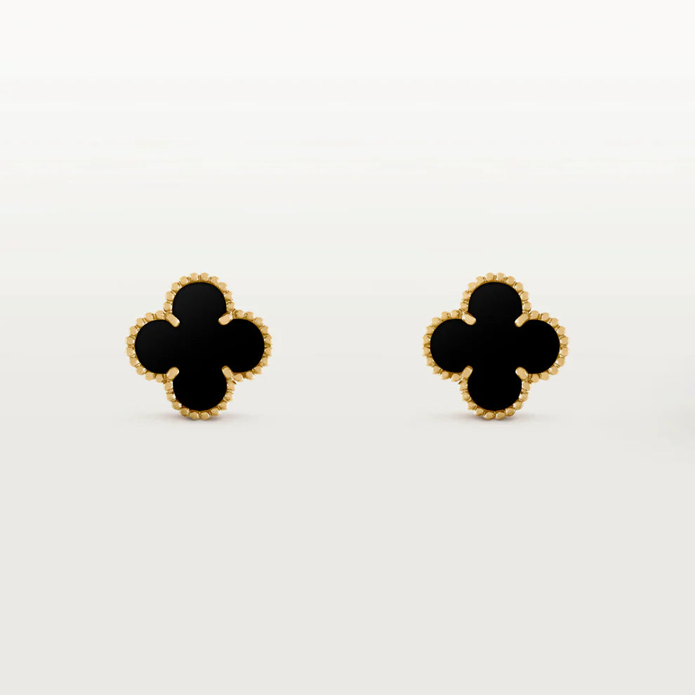 Clover Stud Earrings Black