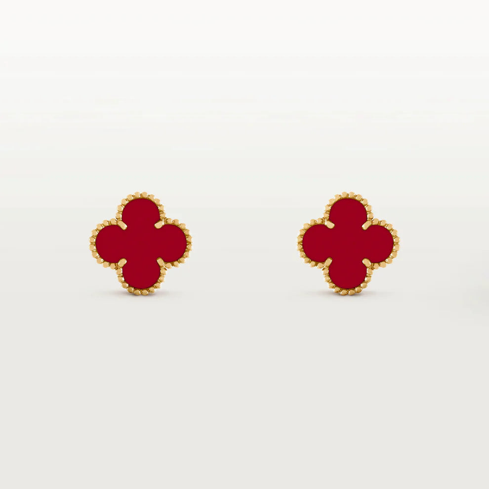Clover Stud Earrings Red