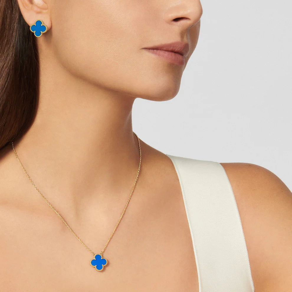 Clover Stud Earrings Blue