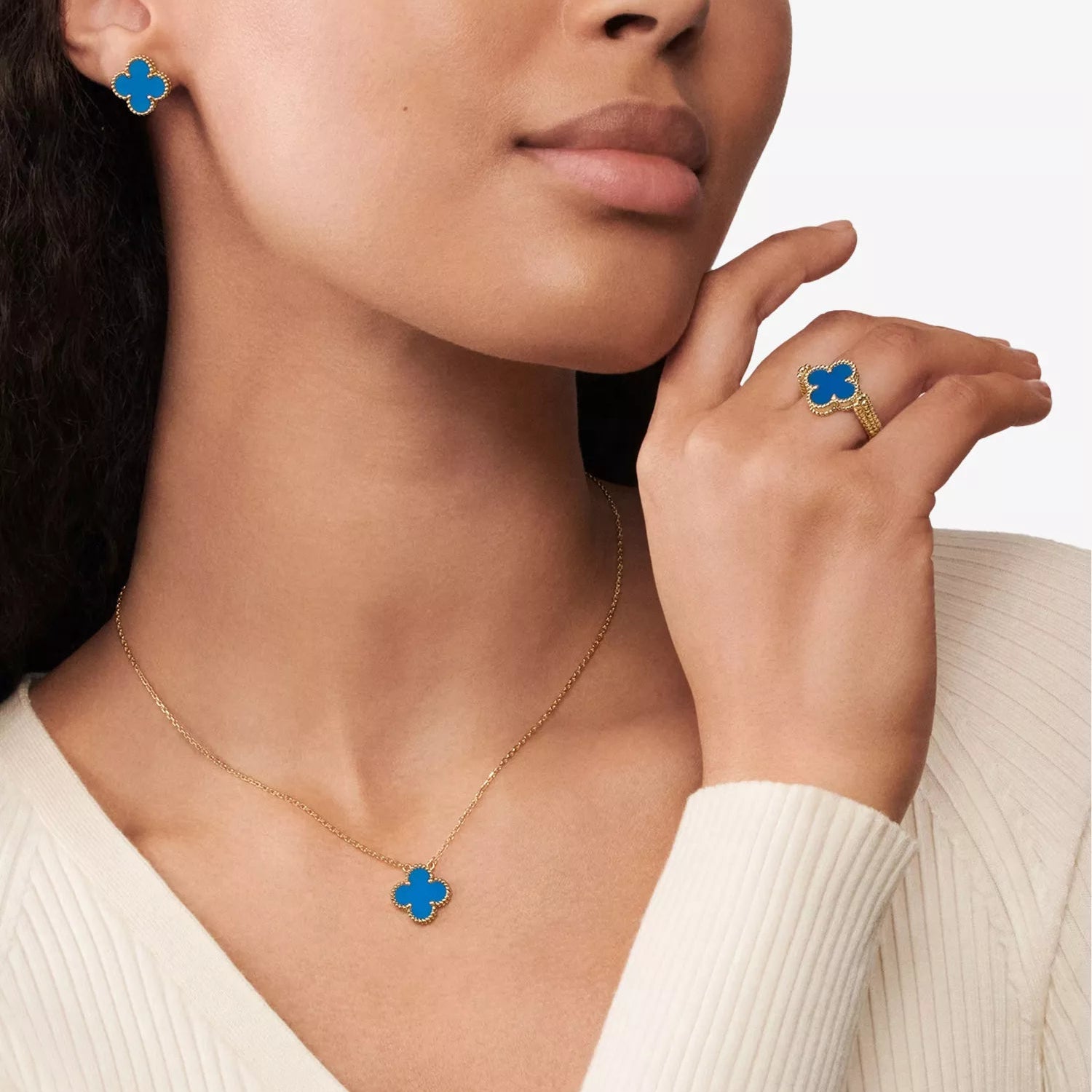Clover Necklace Blue