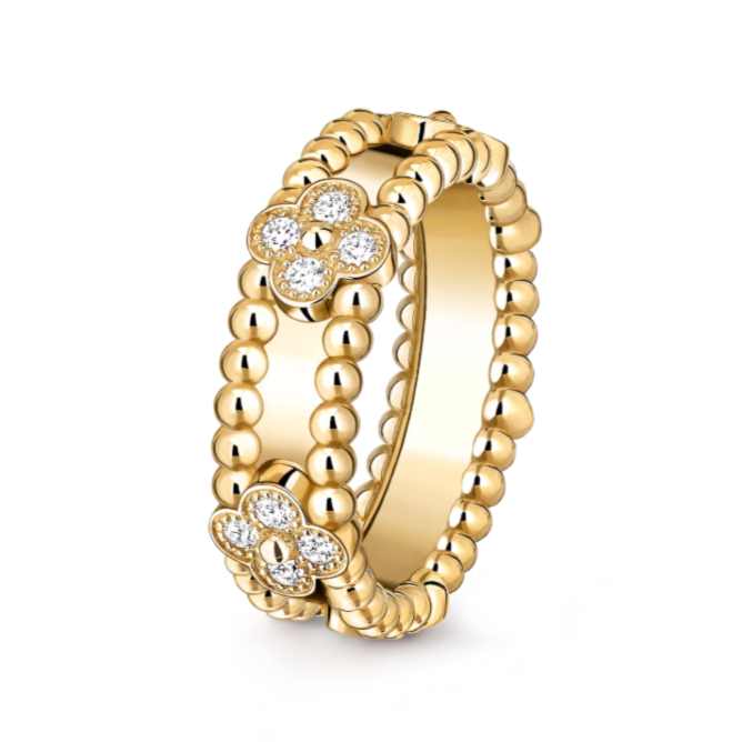 Clover Beaded Ring Gold