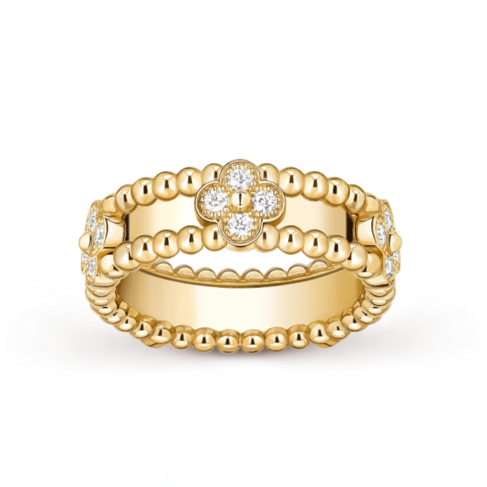 Clover Beaded Ring Gold