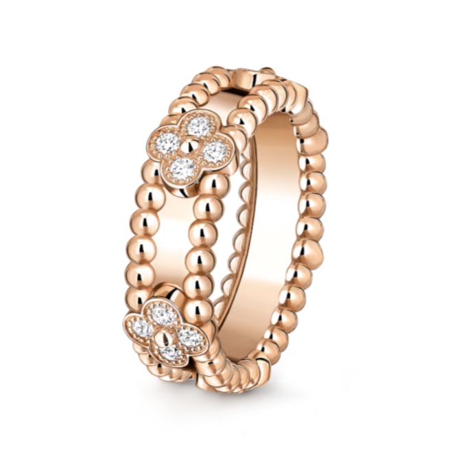 Clover Beaded Ring Rose Gold