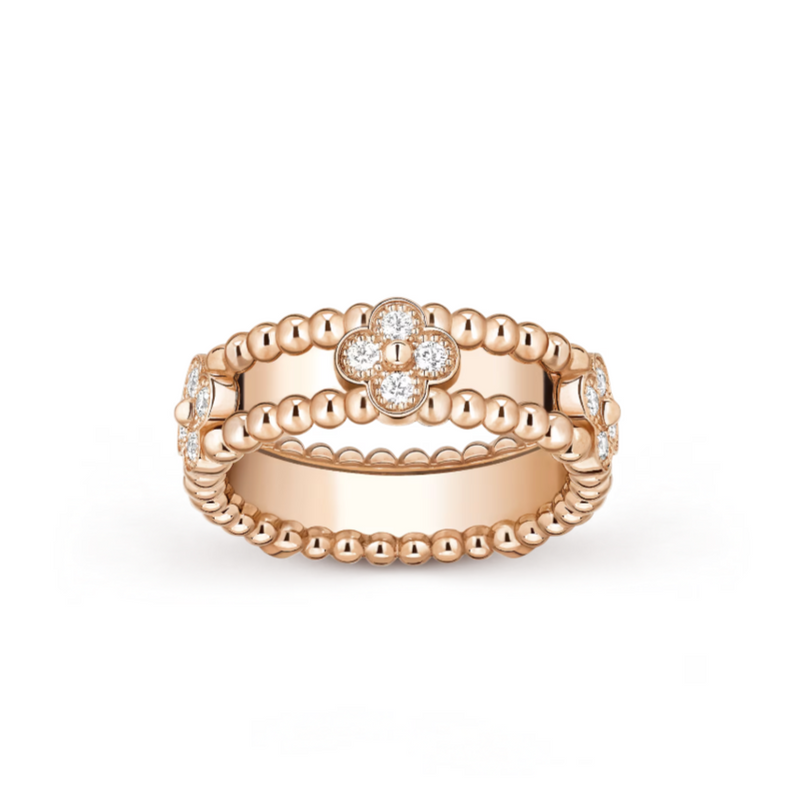 Clover Beaded Ring Rose Gold