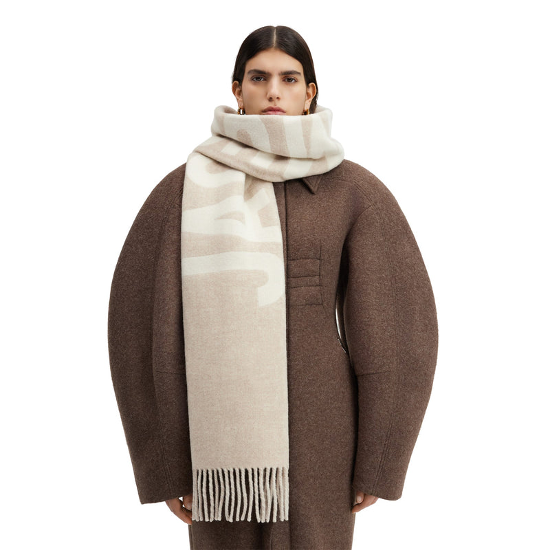 Slogan Scarf Beige